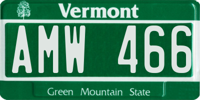 VT license plate AMW466