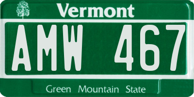 VT license plate AMW467