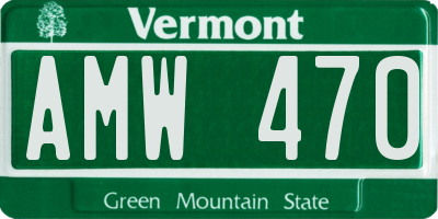 VT license plate AMW470