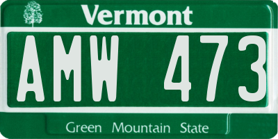 VT license plate AMW473
