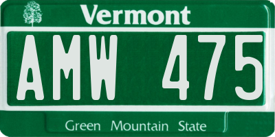 VT license plate AMW475