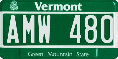 VT license plate AMW480
