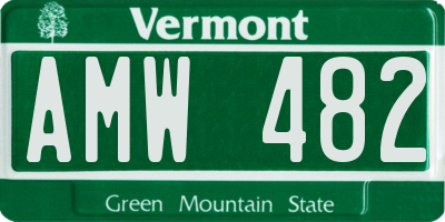 VT license plate AMW482