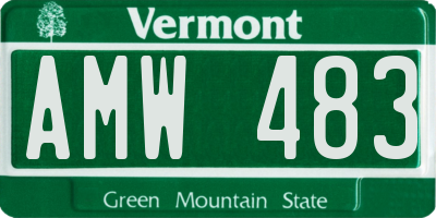VT license plate AMW483