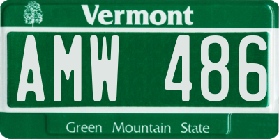 VT license plate AMW486