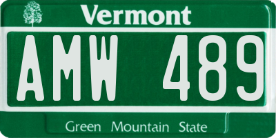 VT license plate AMW489