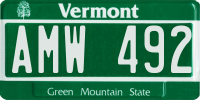 VT license plate AMW492