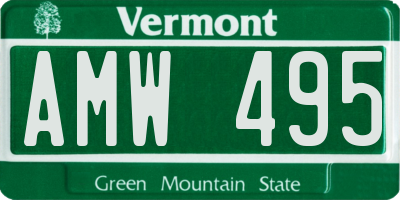 VT license plate AMW495