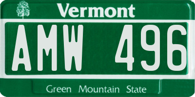 VT license plate AMW496