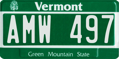 VT license plate AMW497