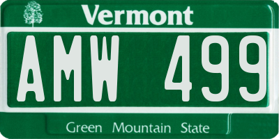 VT license plate AMW499