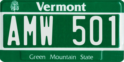 VT license plate AMW501