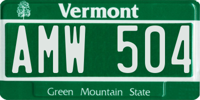 VT license plate AMW504