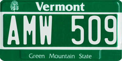 VT license plate AMW509