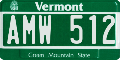 VT license plate AMW512