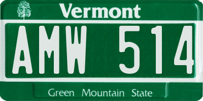 VT license plate AMW514