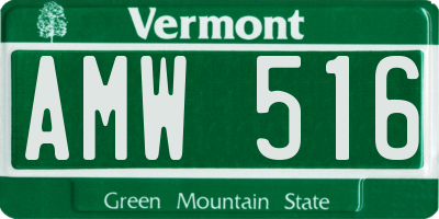 VT license plate AMW516