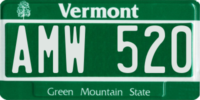 VT license plate AMW520