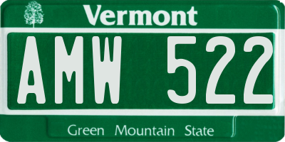 VT license plate AMW522