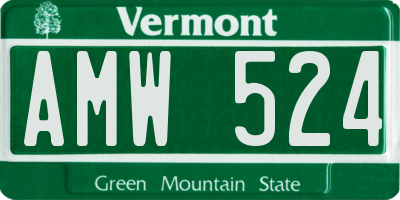 VT license plate AMW524