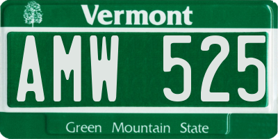 VT license plate AMW525