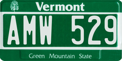 VT license plate AMW529