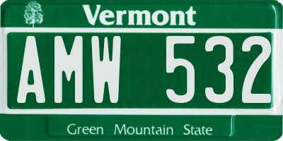 VT license plate AMW532