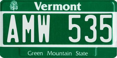 VT license plate AMW535