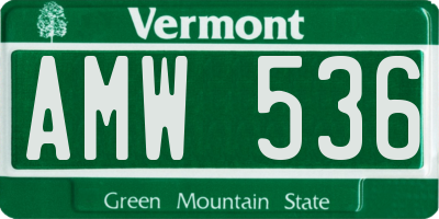 VT license plate AMW536