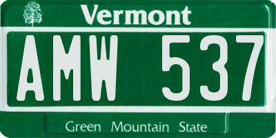 VT license plate AMW537