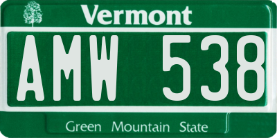 VT license plate AMW538