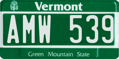VT license plate AMW539