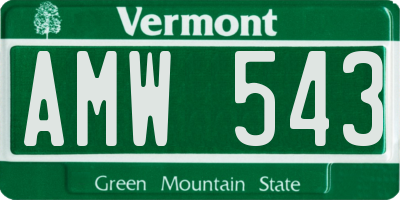 VT license plate AMW543