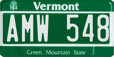VT license plate AMW548