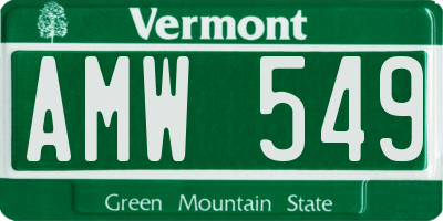 VT license plate AMW549