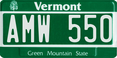 VT license plate AMW550