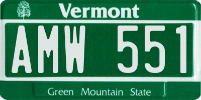 VT license plate AMW551