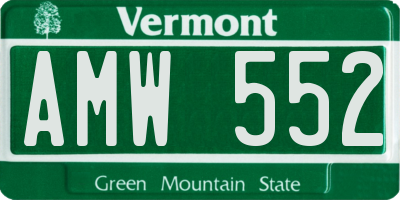 VT license plate AMW552