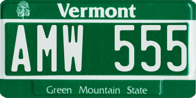 VT license plate AMW555