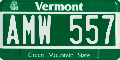 VT license plate AMW557