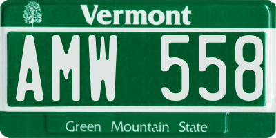 VT license plate AMW558