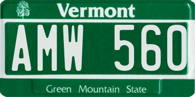 VT license plate AMW560