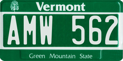 VT license plate AMW562