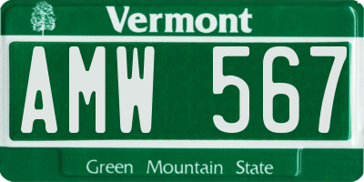VT license plate AMW567