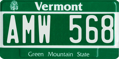 VT license plate AMW568