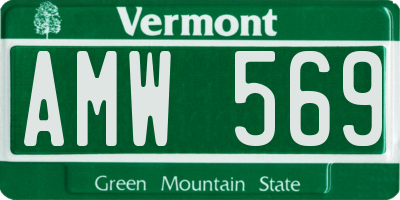 VT license plate AMW569