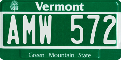 VT license plate AMW572