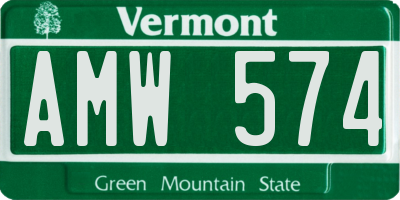 VT license plate AMW574