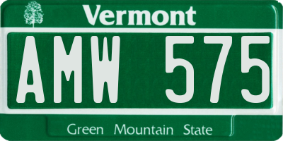 VT license plate AMW575