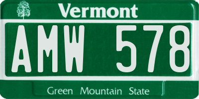 VT license plate AMW578